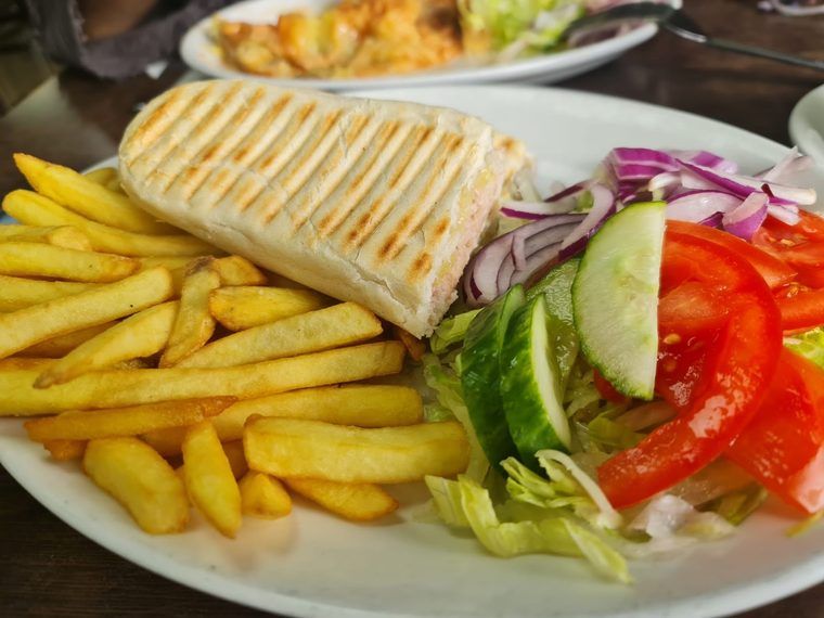 Panini with chips and salad